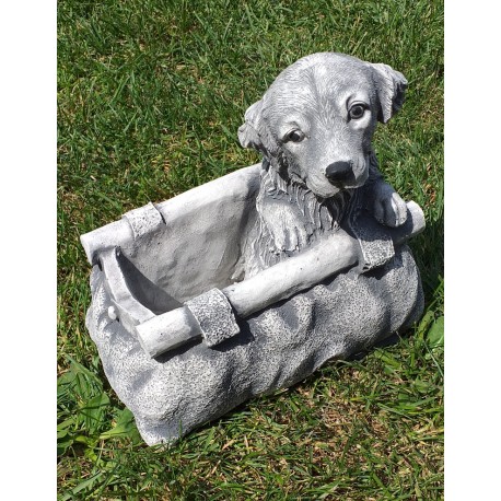 Figurka ogrodowa betonowa Piesek osłonka na doniczkę