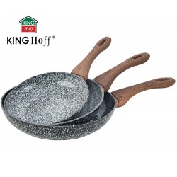 ZESTAW 3 PATELNI 20/24/28CM KINGHOFF GRANIT WOOD KH-1030