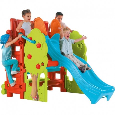 Feber Plac Zabaw ze Zjeżdżalnią i ławeczką ze Stolikiem Wood House