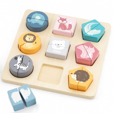 Viga Drewniana Układanka Klocki - Zwierzątka - PolarB