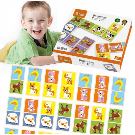 Drewniana gra Domino Farma Viga Toys 28 elementów Montessori