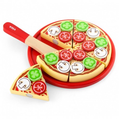 Drewniana Pizza do krojenia z dodatkami Viga Toys