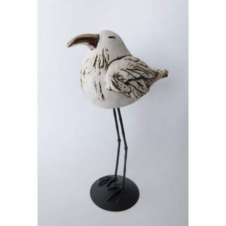 Ptak, Ptaki na stojaku. Dekoracja do domu i ogrodu. Średni. Beżowy mat.Alimar24.pl