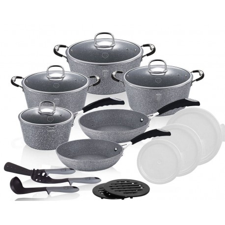 GARNKI GRANITOWE 18 ELE BERLINGER HAUS GRAY STONE TOUCH BH-6196