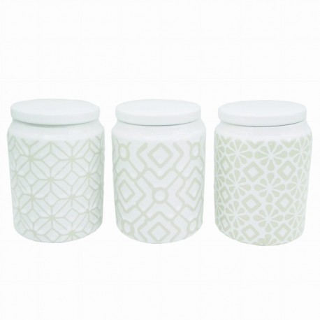 ZESTAW 3 POJEMNIKÓW CERAMICZNYCH NA KAWĘ, HERBATĘ I CUKIER MAESTRO MR-20033-03CS
