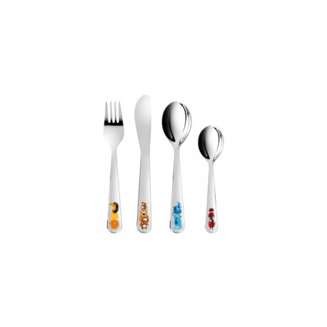 Komplet sztućców dla dzieci BAMBINI 4 szt. Zwierzątka. www.alimar24.pl