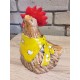 Kura z apaszką żółtą 19 cm - mała- wyrób ceramiczny