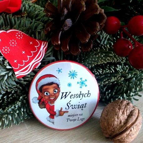 Pin Przypinka Świąteczna Wesołych Świąt z logo Firmy