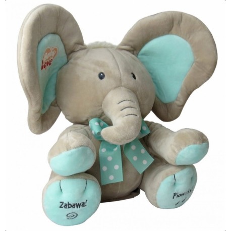 SŁONIK AKUKU INTERAKTYWNY MÓWI POLSKU RUSZA USZAMI szary