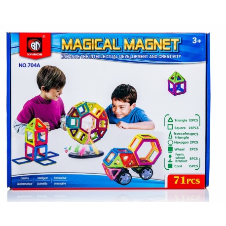Kolorowe klocki magnetyczne MAGICAL MAGNET 71 SZT