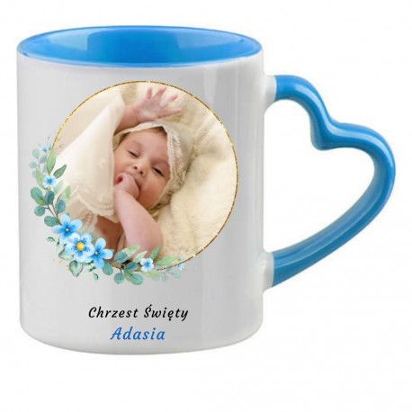 Kubek z sercem Chrzest Podziękowanie dla Chrzestnych życzenia
