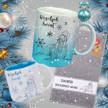 KUBEK ŚWIĄTECZNY dla morsa 300ml brokatowy