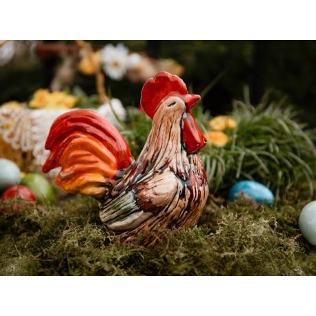 Kogut, kogucik kolorowe pióra. Wyrób ceramiczny www.alimat24.pl