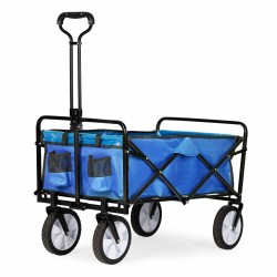 Składany duży wózek ogrodowy plażowy turystyczny transportowy niebieski