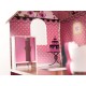 DOMEK DLA LALEK DREWNIANY MDF MEBELKI 70CM RÓŻOWY LED