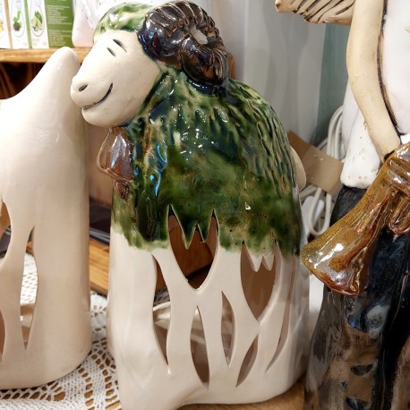 Baranek lampion świecznik 26 cm - wyrób ceramiczny