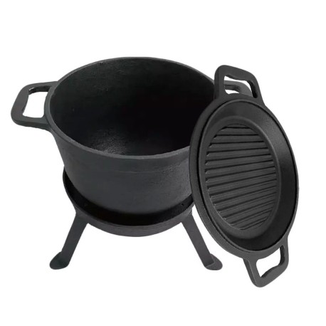 KOCIOŁEK ŻELIWNY MYŚLIWSKI 5.0L Z PATELNIĄ GRILL 2 W 1 KINGHOFF KH-1732