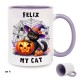 Kubek Halloween MY CAT Kubek z kotkiem Fioletowy środek i ucho 2 wzory