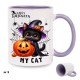 Kubek Halloween MY CAT Kubek z kotkiem Fioletowy środek i ucho 2 wzory