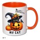 Kubek na Halloween MY CAT Kubek z kotkiem pomarańczowy środek i ucho 2 wzory