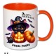 Kubek na Halloween MY CAT Kubek z kotkiem pomarańczowy środek i ucho 2 wzory