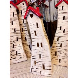 Domek pojedynczy wysoki krzywy dekoracja do domu i ogrodu