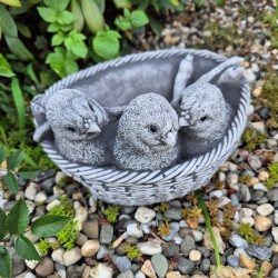 Kurczaki w koszyczku doniczka figurka betonowa do ogrodu