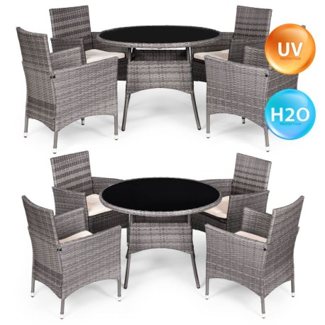 Meble ogrodowe z technorattanu komplet 4 krzesła, okrągły stolik MultiGarden