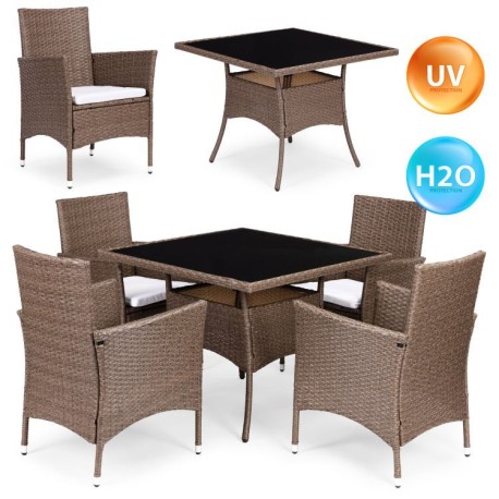 Meble ogrodowe z technorattanu komplet 4 krzesła, kwadratowy stolik MultiGarden