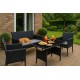 Meble ogrodowe z technorattanu ławka stolik krzesła czarny MultiGarde