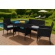 Meble ogrodowe z technorattanu ławka stolik krzesła czarny MultiGarde