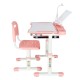 Biurko dziecięce szkolne regulowane krzesło lampka LED USB różowe