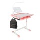 Biurko dziecięce szkolne regulowane krzesło lampka LED USB różowe