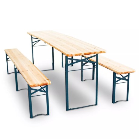 Zestaw cateringowy stół cateringowy zestaw ogrodowy drewniany, składany stół 2 ławki 220 cm Komplet Piwny Barowy
