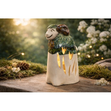 Baranek lampion świecznik 26 cm - wyrób ceramiczny