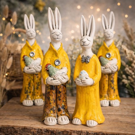 Zając duży Wielkanocny wyrób ceramiczny wys.33 cm kolor żółty