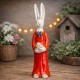 Zając duży Wielkanocny wyrób ceramiczny wys.33 cm kolor czerwony