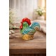 Kogut, ceramiczny Kogucik turkus kolorowe pióra mały 10 cm