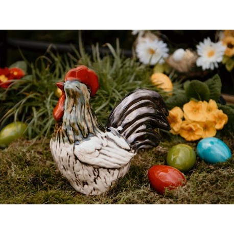 Kogut, kogucik czarne pióra. Wyrób ceramiczny duży 19 cm