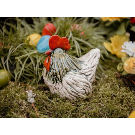 Kura, Kurka nioska jasna duża 17 cm Wyrób ceramiczny