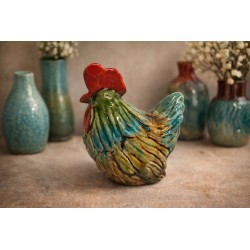 Kura, Kurka nioska turkusowa duża 17 cm Wyrób ceramiczny