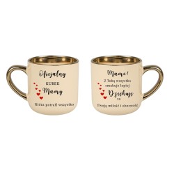 Kubek z życzeniami na Dzień Matki szeroki 400ml 6 kolorów-złote dodatki