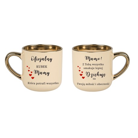 Kubek z życzeniami na Dzień Matki szeroki 400ml 6 kolorów-złote dodatki