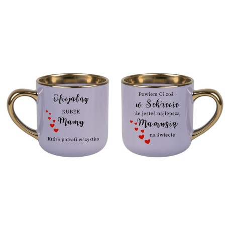Kubek z życzeniami na Dzień Matki szeroki 400ml 6 kolorów-złote dodatki